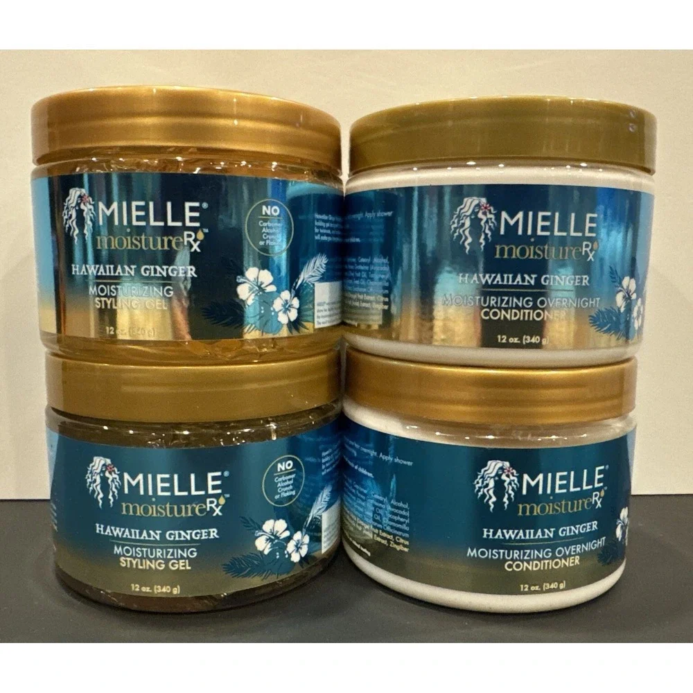 4 MIELLE Moisture RX Hawaiian Ginger Moisturizing Overnight 2 Conditioner 2 Gel